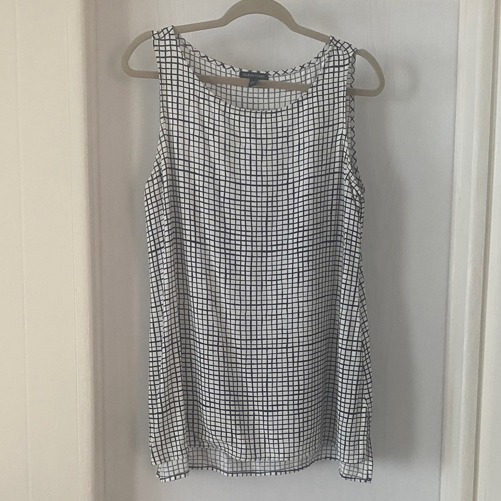 Eileen Fisher Black and White Windowpane Tunic